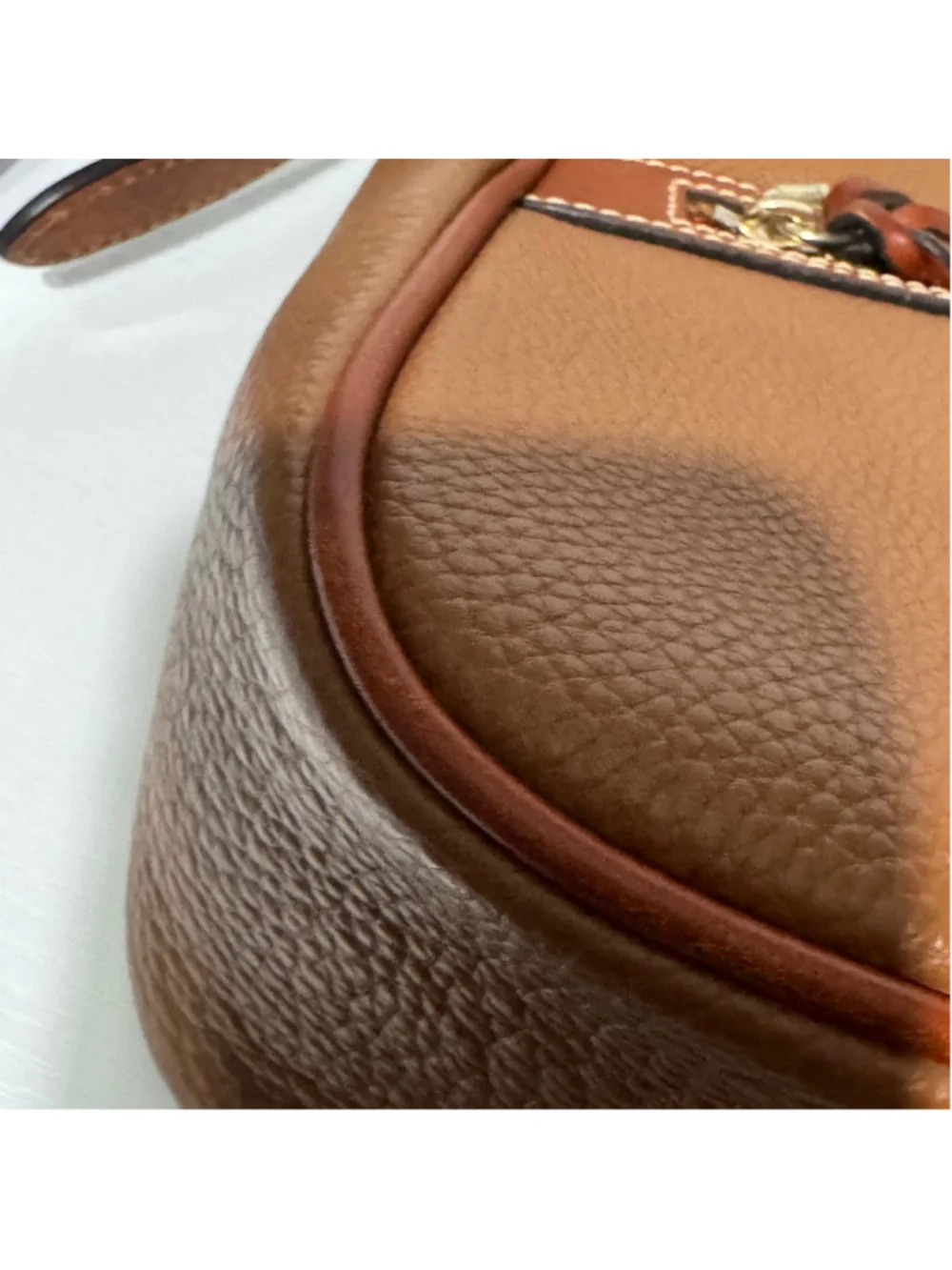 Dooney & Bourke 1975 Pebbled Leather Crossbody Shoulder Bag Brown Red